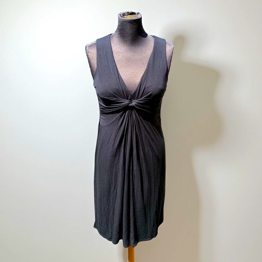 Velvet by Graham & Spencer Black Twist Front Jersey Dress Size Small